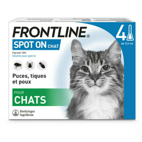 Frontline Spot On soin antiparasitaire pour chats Boîte 4 Pipettes