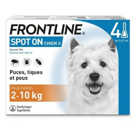 Traitement Spot-On Fiprovet Duo pour Chien de 2 à 10kg- 4x0,5ml