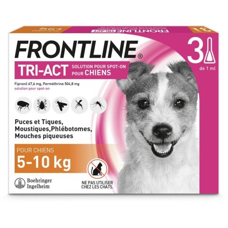 FRONTLINE TRI-ACT DOG - ANTI-PULCI E ANTI-ZECCO PER CANI - 5-10 KG - 3 PIPETTE 14162
