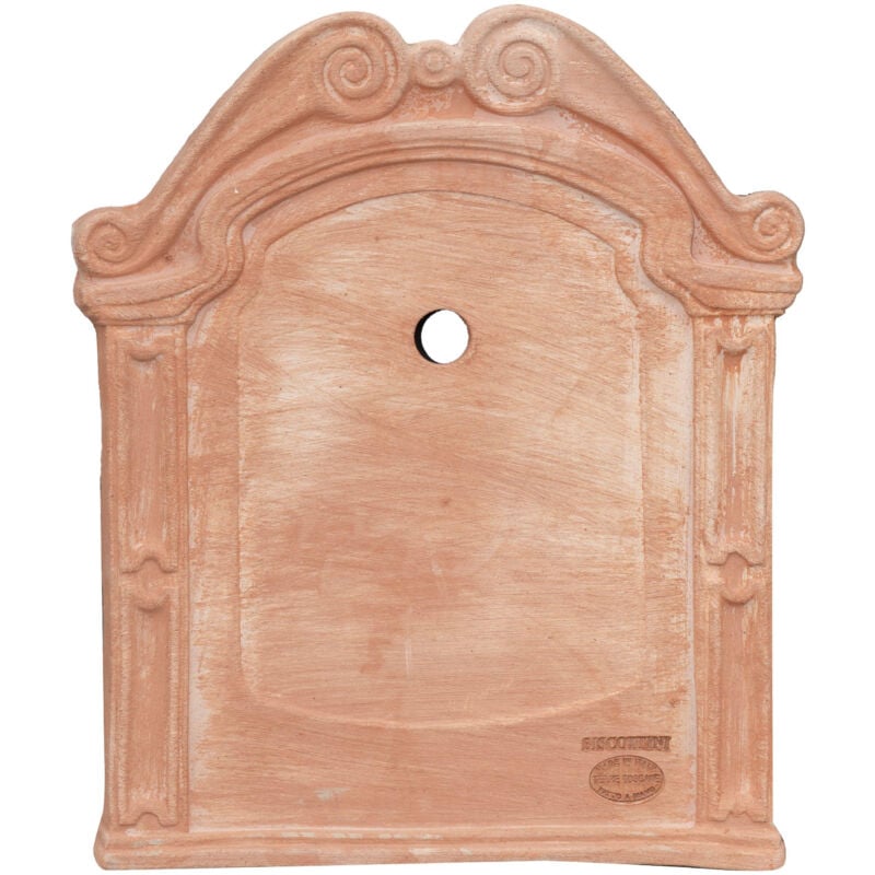 Biscottini - Fronton en terre cuite Made in Italy 37X47 cm Fait main Partie supérieure Fontaine en terre cuite Décoration de jardin extérieur