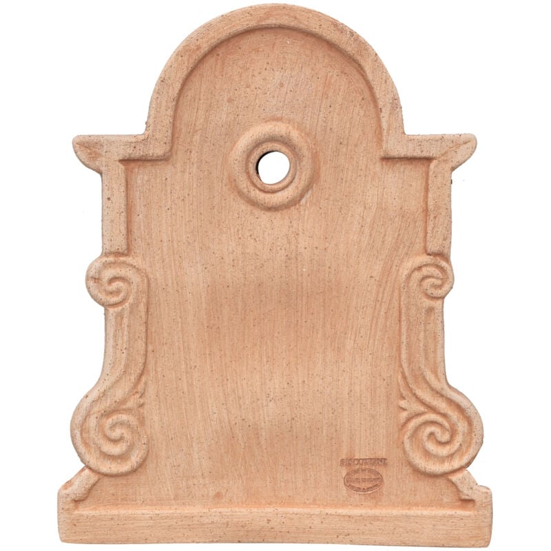 Biscottini - Fronton en terre cuite Made in Italy 37X47 cm Fait main Partie supérieure Fontaine en terre cuite Décoration de jardin extérieur