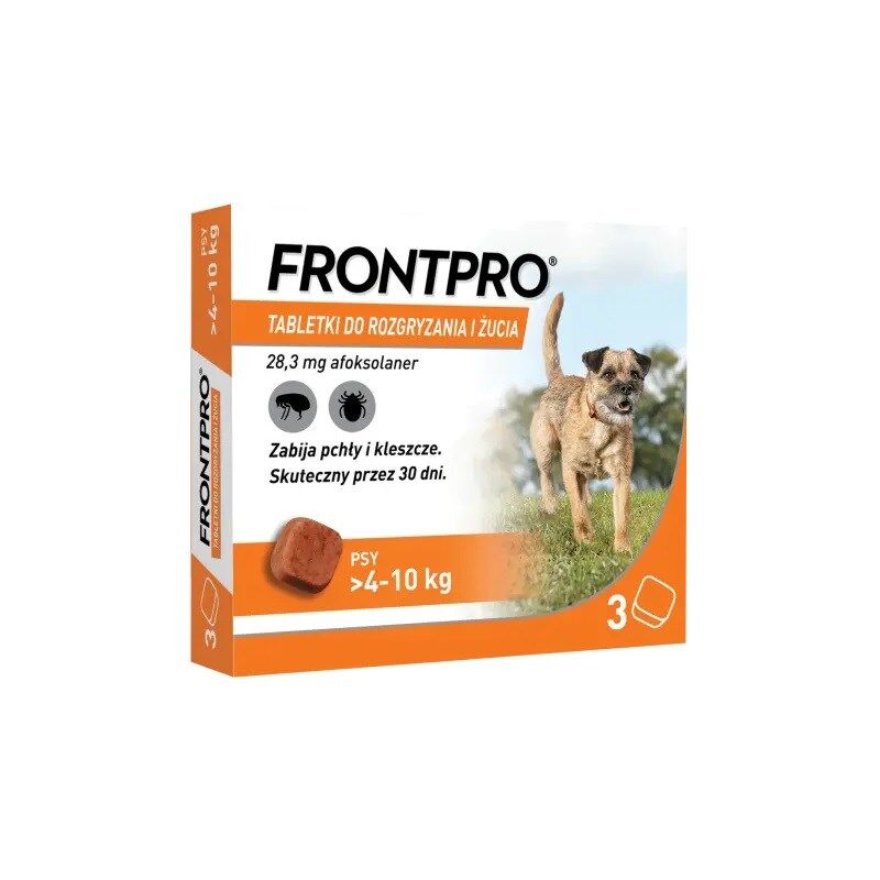 FRONTPRO Comprimés anti-puces et tiques pour chien (4-10 kg) - 3x 28,3mg