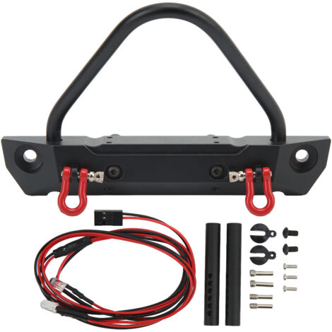 Frontstoßstange aus Aluminiumlegierung mit Scheinwerfer für AXIAL SCX10 90046 90047 RC-Crawler im Maßstab 1:10 – Schwarz