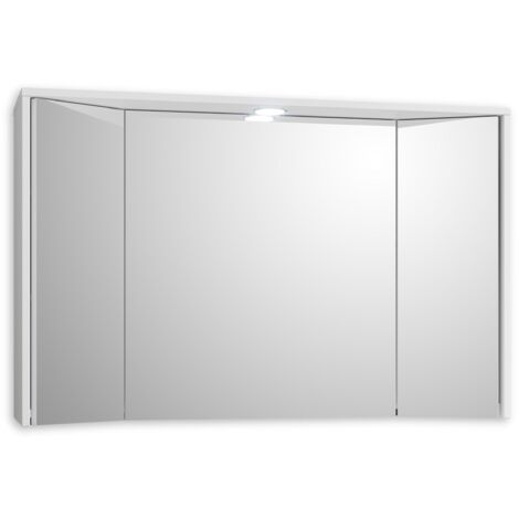 NONE Froschkönig24 Three-Armadietto Illuminazione in Bianco – Specchio da Bagno con Ampio Spazio, Legno ingegnerizzato, 106 x 68 x 27 cm