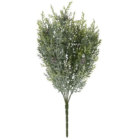 Frosted Pine Spray Stem with Pinecones - Plastic - L30 x W30 x H49 cm - White