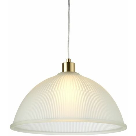 FIRST CHOICE LIGHTING Frosted Ribbed Glass with Satin Brass Ceiling Pendant