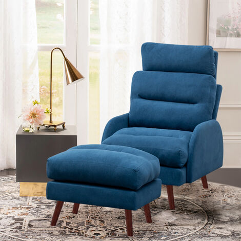 main image of "Frosted Velvet Recliner Chair with Footstool"