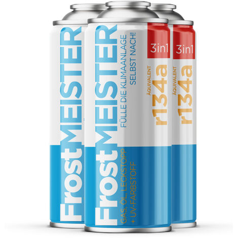 FROSTMEISTER 3in1 400ml - 3x Bombolette Gas R134a per il self-service dell'aria condizionata