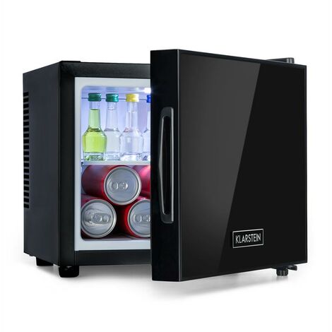 Frosty Mini-Kühlschrank EEC A Spiegelglastür 10 Liter schwarz