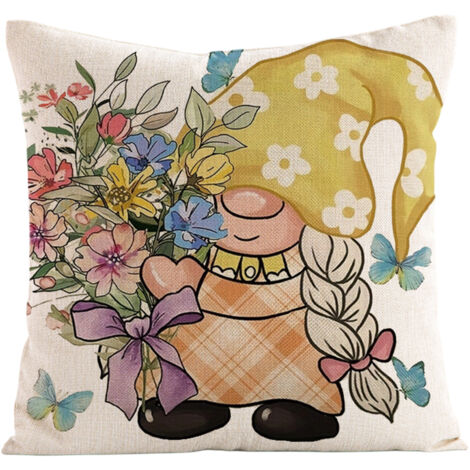 Frühlingskissenbezüge 45x45 cm, florale Kissenbezüge, quadratische Kissenbezüge mit Cartoon-Muster für das Wohnzimmer
