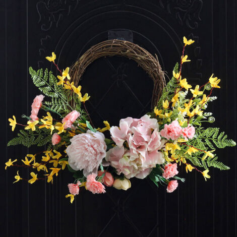 Frühlingskranz 47 cm – Künstliche Blumendekoration für Haustür, Wand, Ostern und andere festliche Anlässe – Ideal für Feierlichkeiten und festliche Veranstaltungen