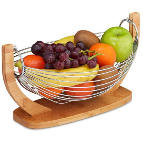 Fruit basket bamboo stainless steel