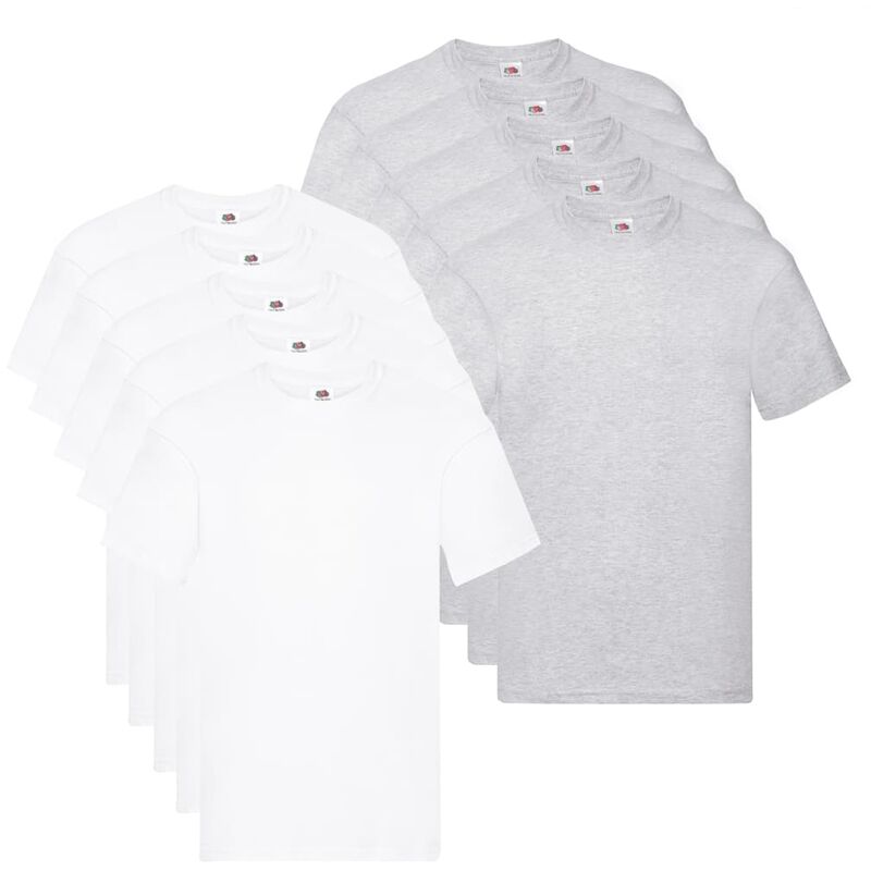 

Fruit of the Loom Camisetas originales 10 uds 5XL algodón - Blanco
