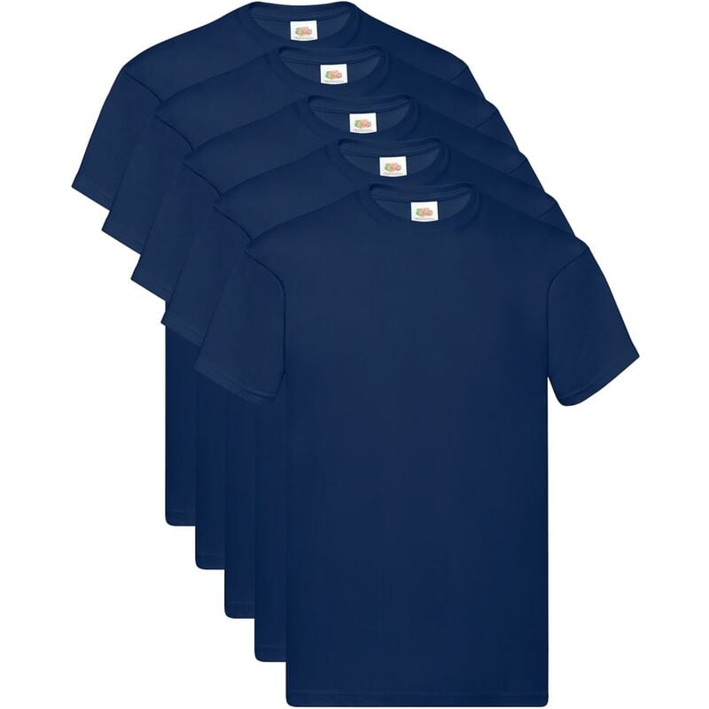 

Fruit of the Loom Camisetas originales 5 uds azul marino XL algodón - Azul
