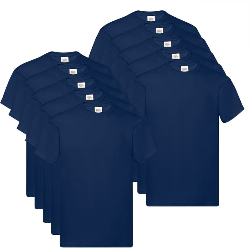 

Fruit of the Loom Camisetas originales 10 uds azul marino XXL algodón - Azul