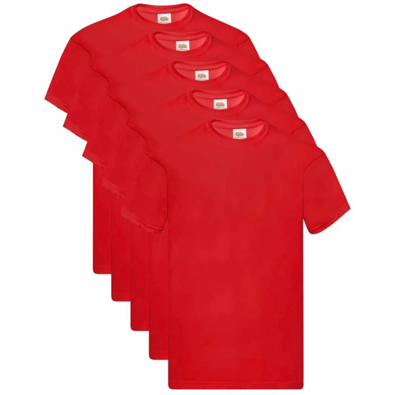

Fruit of the Loom Camisetas originales 5 uds rojo XL algodón - Rojo