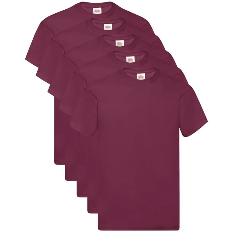 

Fruit of the Loom Camisetas originales 5 uds burdeo XL algodón - Rojo