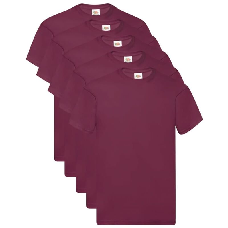 

Fruit of the Loom Camisetas originales 5 uds burdeos XXL algodón - Rojo