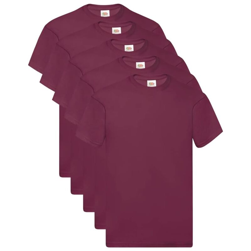 

Fruit of the Loom Camisetas originales 5 uds burdeos 3XL algodón - Rojo