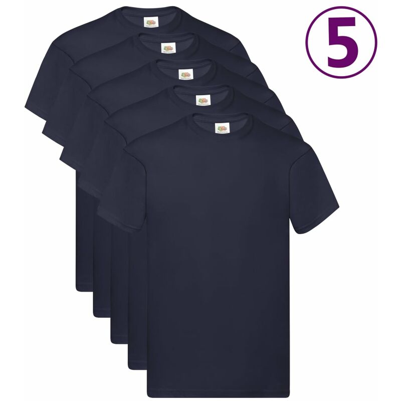 

Fruit of the Loom Camisetas originales 5 uds azul marino XXL algodón - Azul