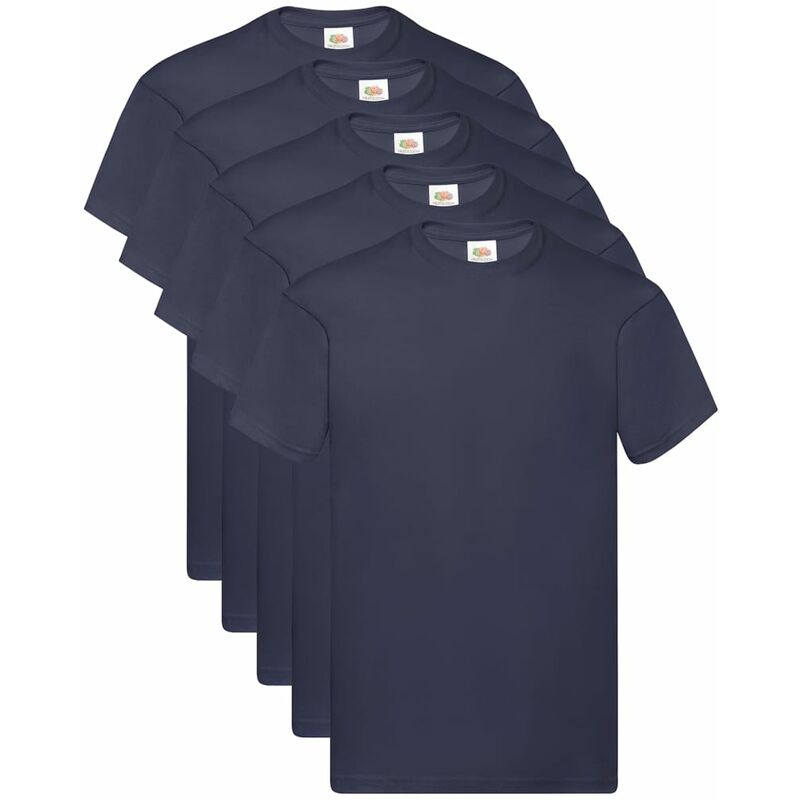 

Fruit of the Loom Camisetas originales 5 uds azul marino 3XL algodón - Azul