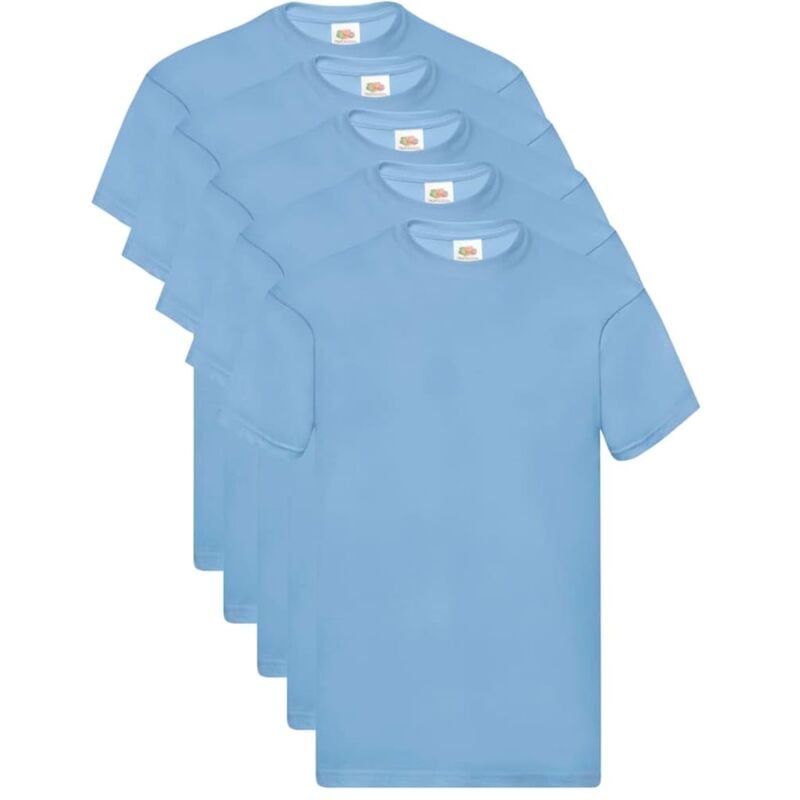 

Fruit of the Loom Camisetas originales 5 uds azul claro 3XL algodón - Azul