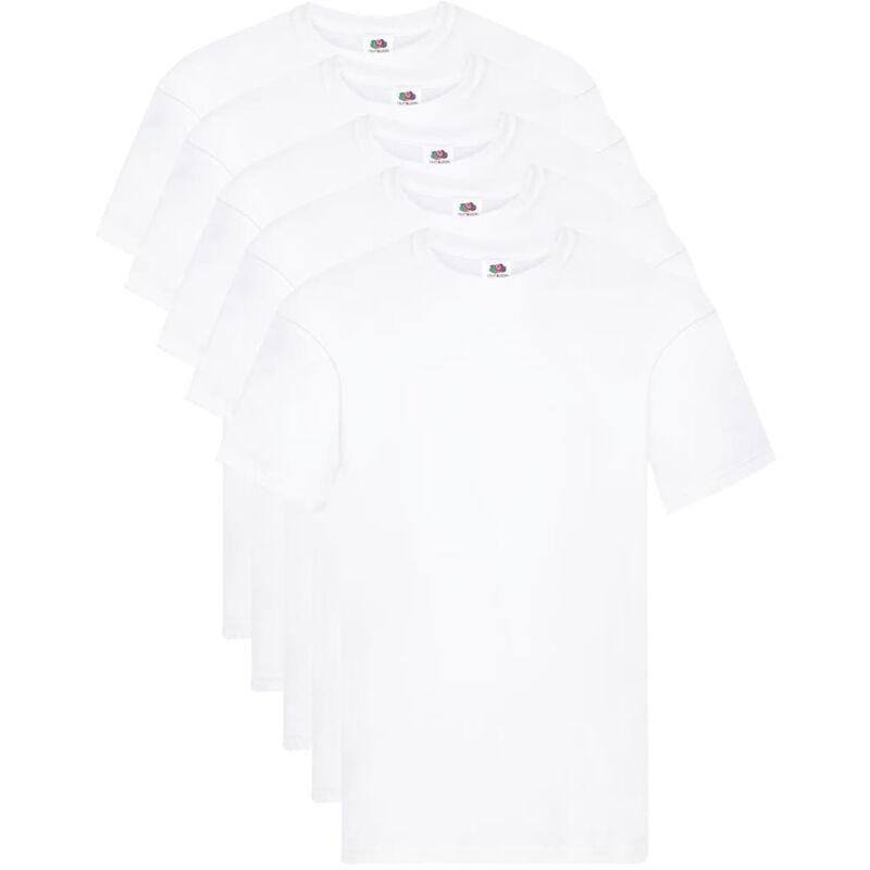 

Fruit of the Loom Camisetas originales 5 uds blancas 3XL algodón - Blanco