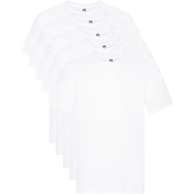 

Fruit of the Loom Camisetas originales 5 uds blancas 5XL algodón - Blanco