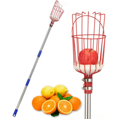 Fruit Picker for Apples, Pears, Citrus Fruits - Detachable 4M Picking Tool with Shockproof Basket, Lightweight Stainless Steel Harvesting Tool for Garden, Orchard