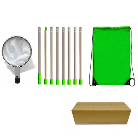 Fruit Picker Pole Tool with Bag Telescoping Adjustable Long Handle Stainless Steel for Apple Orange Tree 3.2meter 8 Section