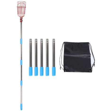 Fruit Picker Tool Multifunctional Stainless Steel Durable Rustproof Apple Orange Fruits Catcher Tree Picker with Pole 9 Sections