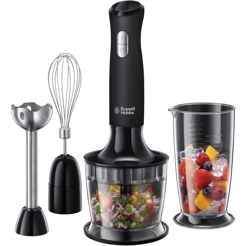 Image of Russell Hobbs - Frullatore a Immersione Nero - 3 in 1 - Frullatore-tritatutto, Mixer e Frusta - Senza bpa e Lavabile in Lavastoviglie, Frullati,