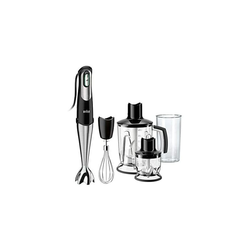 Braun - MQ7045X MultiQuick7 Minipimer con 5 anni di assistenza, Frullatore ad Immersione dotato di Tritaghiaccio/Tritatutto 1,25L, frusta a filo,