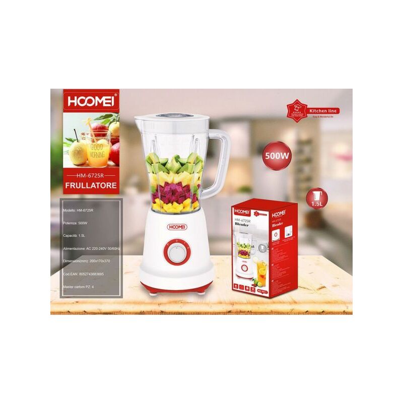 Hoomei - Frullatore Elettrico 1,5L 500W HM-6725R