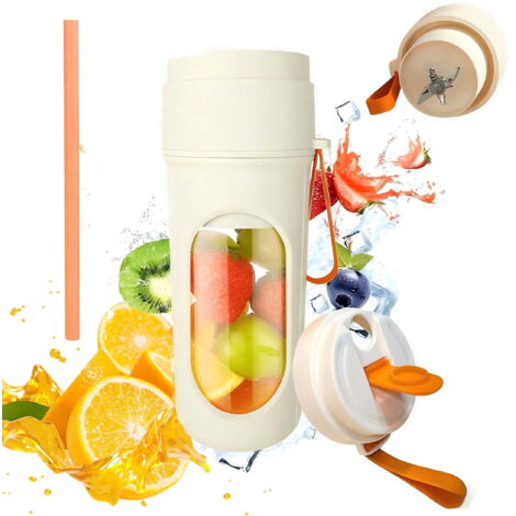 Frullatore individuale per smoothie e creme, frullatore portatile da 44 cl con coperchio per succhi e coperchio con cannuccia, frullatore per succhi freschi, mini tritaghiaccio.