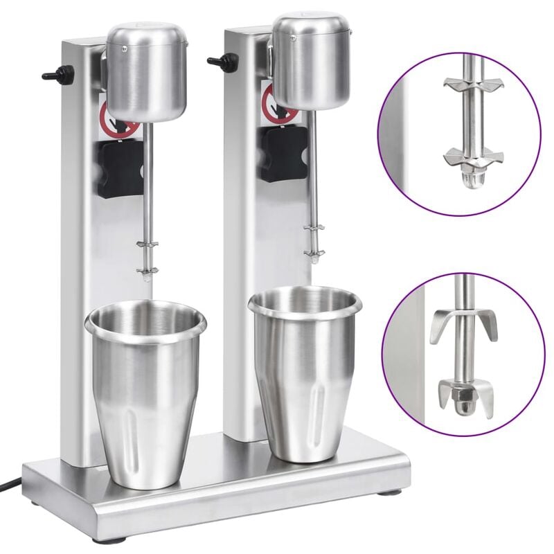 Torana - Frullatore per Milkshake con Tazza Doppia in Acciaio Inox 2 l