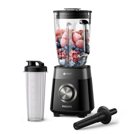 Frullatore Philips Serie 5000 - Motore da 1200 W. Tecnologia ProBlend Plus. Bicchiere Blend-and-Go. Parti lavabili in lavastoviglie. Capacità 2L. Nero (HR3031/00)