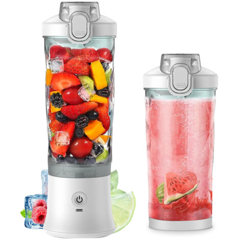 Frullatore portatile da 600 ml, monodose, con 6 lame, 150 W, a prova di perdite e ricaricabile, ideale per viaggi, sport, casa e ufficio. Perfetto per frappè e frullati.