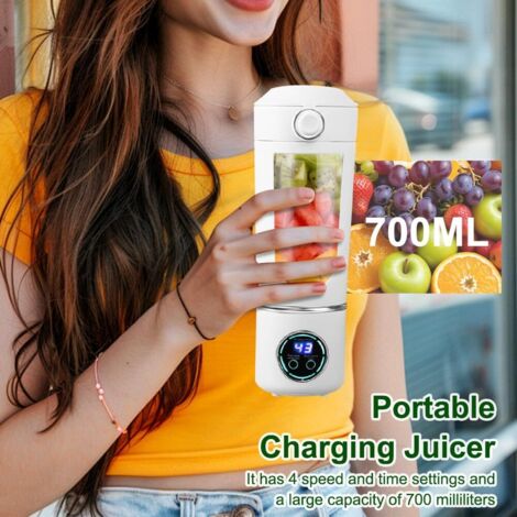 Frullatore portatile per frullati e smoothie, mini frullatore da 700 ml con 12 lame, frullatore per smoothie con coperchio da viaggio, frullatore per smoothie ricaricabile per cucina, palestra, uffici