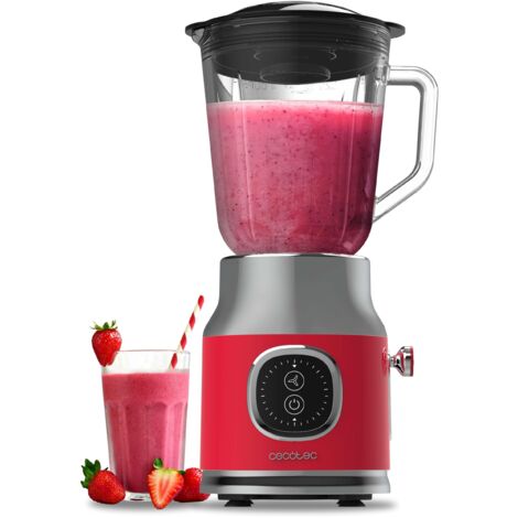 Frullatore retrò in vetro con potenza massima di 800 W, 4 lame con rivestimento in titanio nero e caraffa da 1 litro.