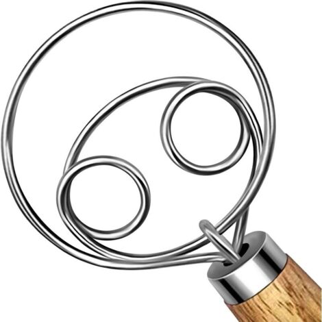 Frusta danese per impasti, gancio impastatore in acciaio inox, frusta olandese per lievito madre, impastatrice per pane, manico in legno, utensile da cucina per mescolare, utensili e accessori per la 
