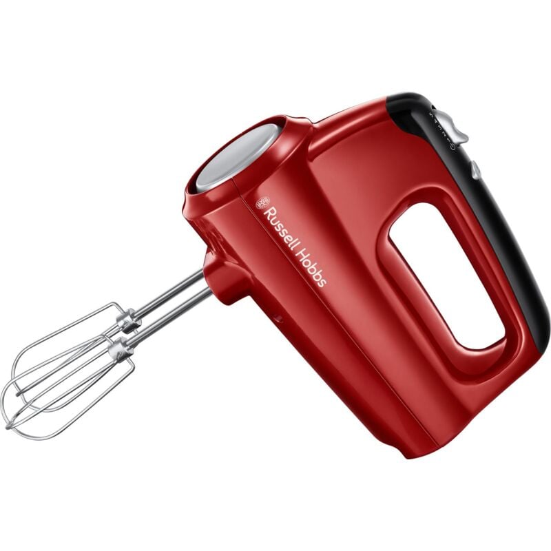 Russell Hobbs Sbattitore Elettrico Rosso - 5 impostazioni di velocità e Funzione turbo - 2 fruste e ganci per impastare lavabili in lavastoviglie,