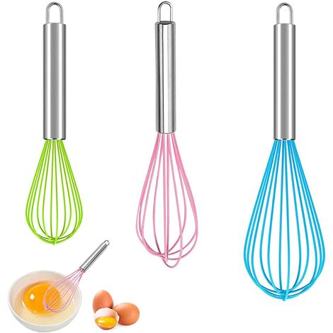 2Pcs,green agitatore a frusta manuale per frullare frusta a filo per palloncini a mano antiaderente Frusta per uova in silicone da 1/2 pezzi 