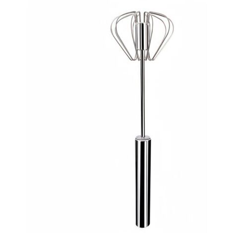 Frusta per uova in acciaio inox, mixer rotativo manuale a spinta, montalatte versatile, agitatore manuale per mescolare, montare, sbattere e mescolare (29 cm)