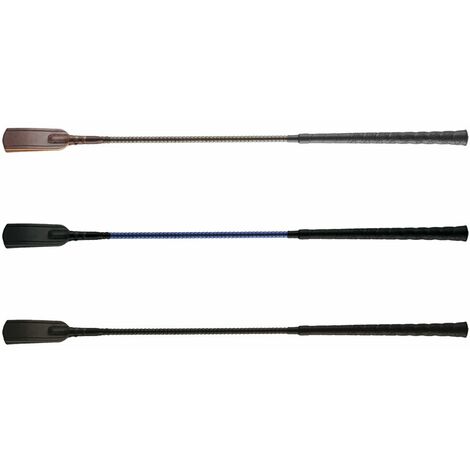 Frustino con manico in gomma antiscivolo e puntale in cuoio 69 cm: 69 cm, Nero manico corpo e puntale (10)