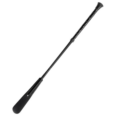 Frustino impugnatura in pelle con strass rivestito in nylon intrecciato e puntale doppio aperto cm 58: 58 cm, Nero 10