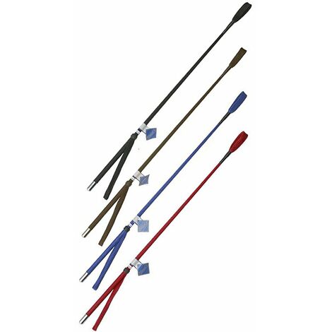 Frustino in nylon intrecciato con passamano e bottone in metallo 65 cm: cm 65, marrone (04)