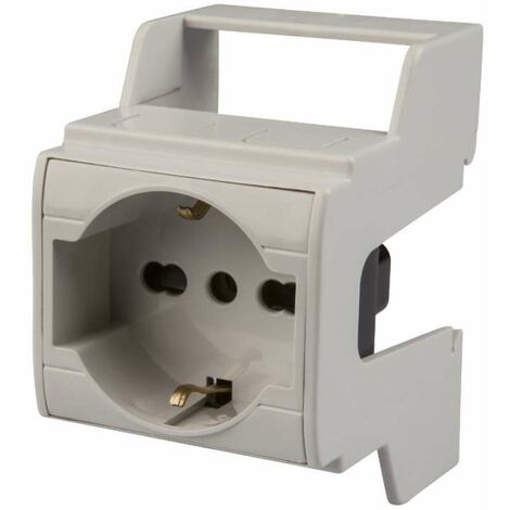 Frutto presa Pluristandard 10/16A Guida DIN - Grigio
