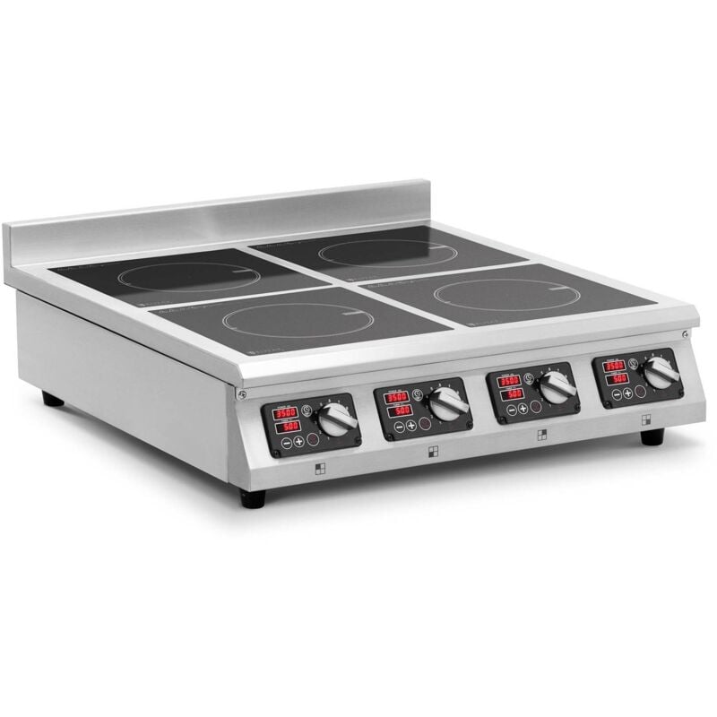 Image of Royal Catering - Fry top a induzione 4 fuochi con 4 x 3500 w Timer acciaio inox