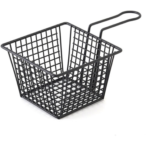 Fryer Basket Iron French Fry Holder Frying Strainer with Handle for Restaurant Home Black